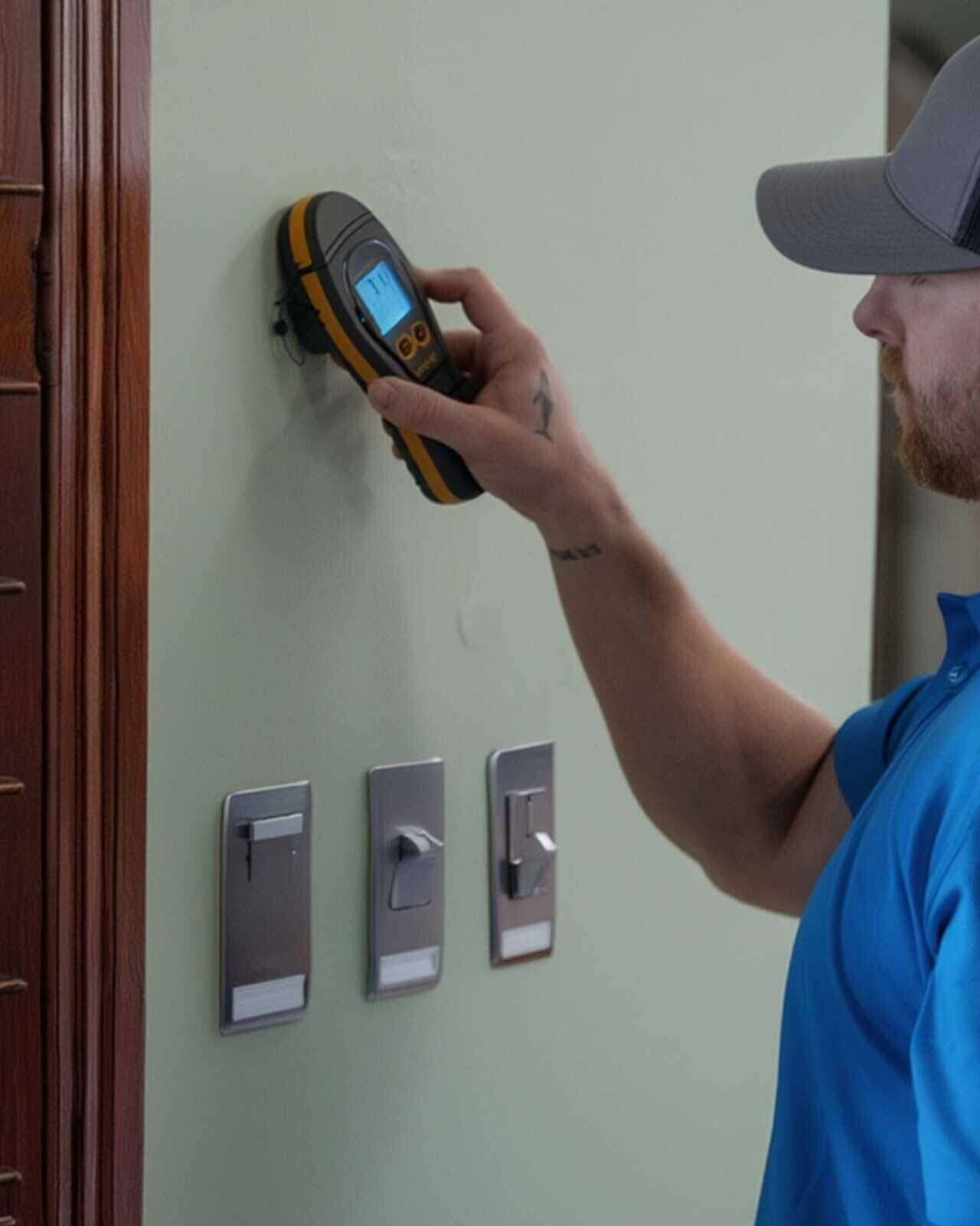 A California Water and Fire technician setting drying equipment in a water-damaged Bay Area home
